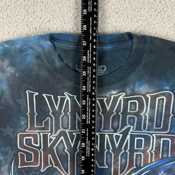 Lynyrd Skynyrd Shirt Men Large Blue Tie Dye LIQUID BLUE Eagle USA Flag Crew Neck - Picture 9 of 11